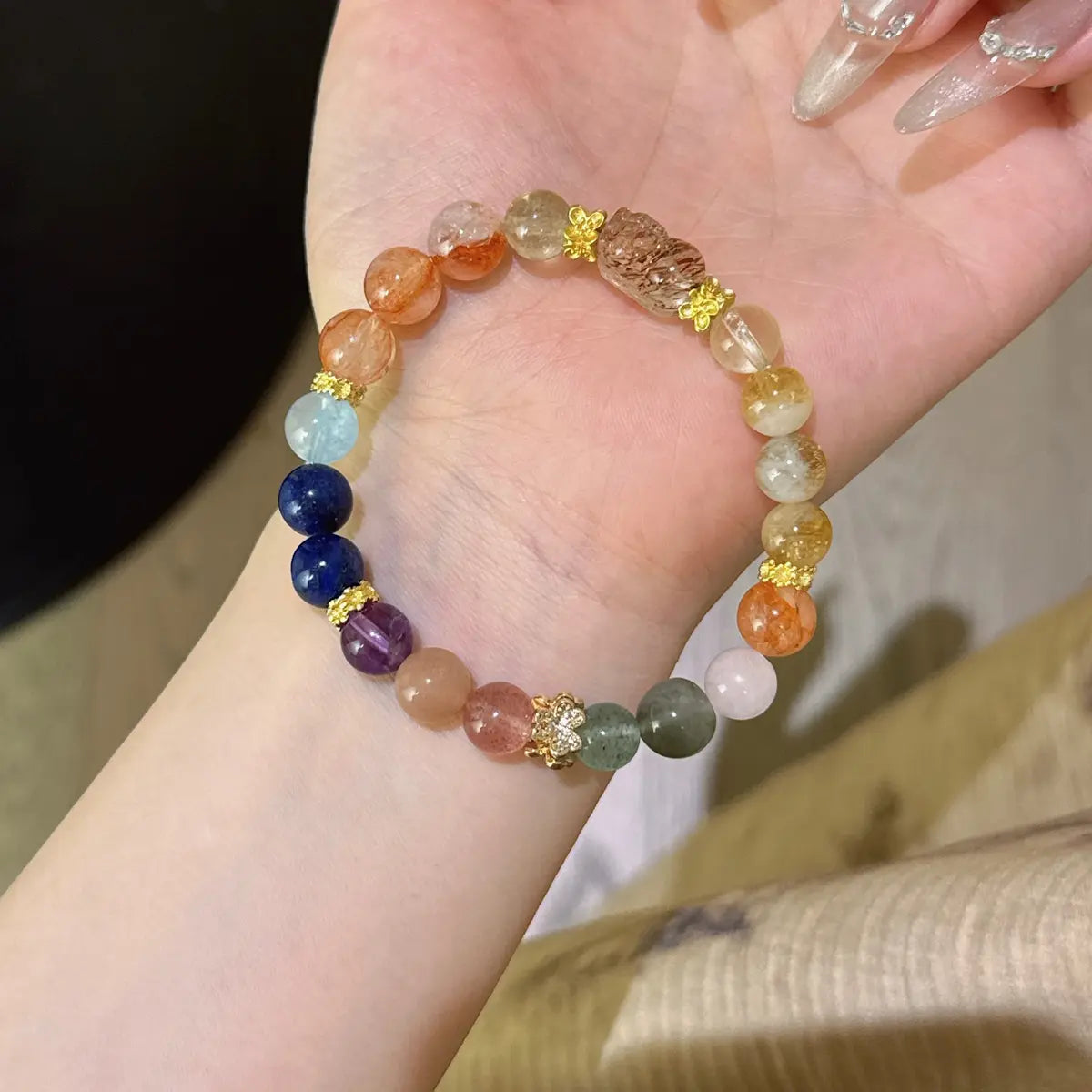 multi gemstone bracelet for emotional balance communication luck and positive energy