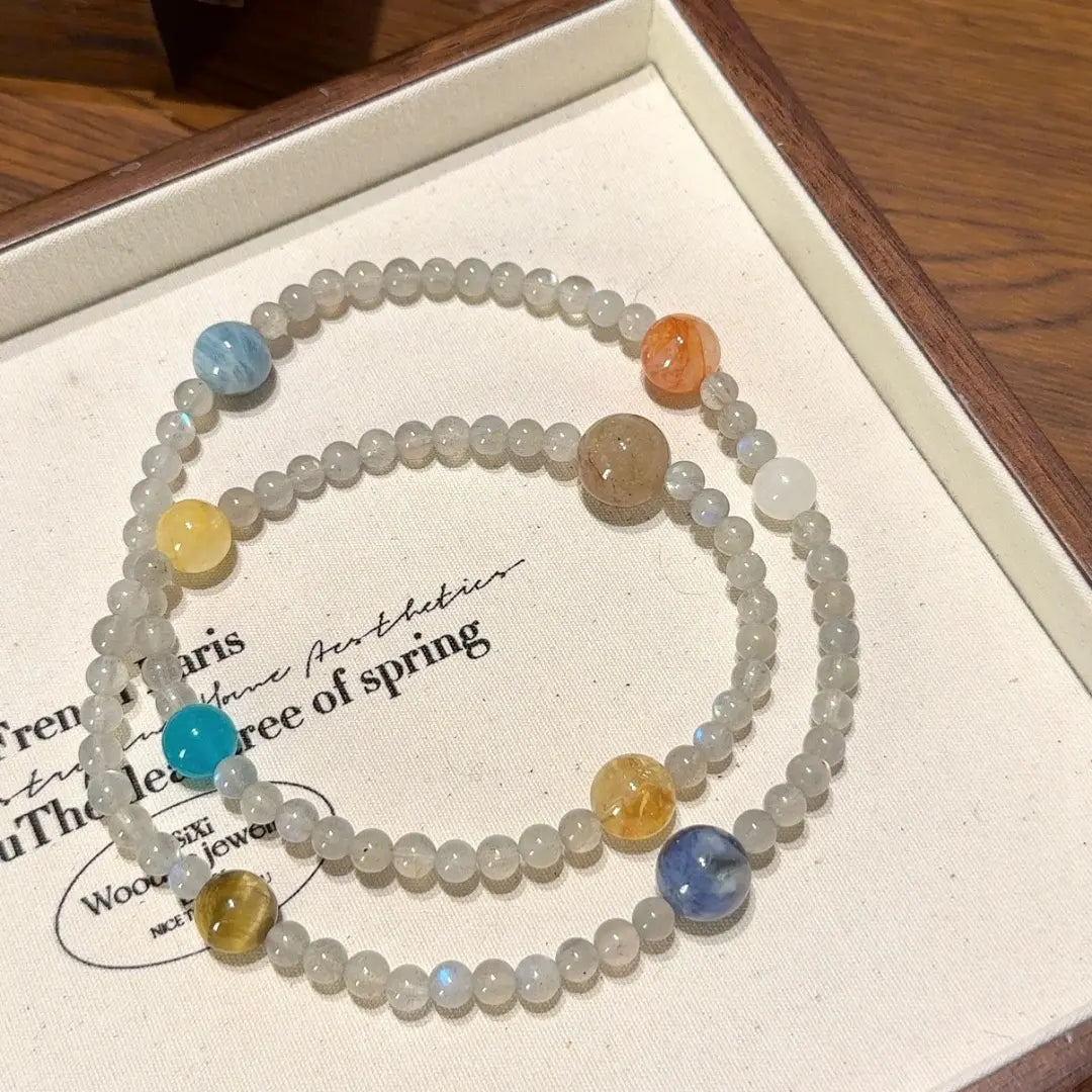 multi gemstone bracelet with gray moonstone citrine tiger eye kyanite for clarity career and balance