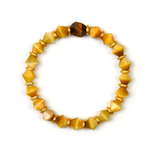 faceted golden tiger eye bracelet for wealth focus and career success