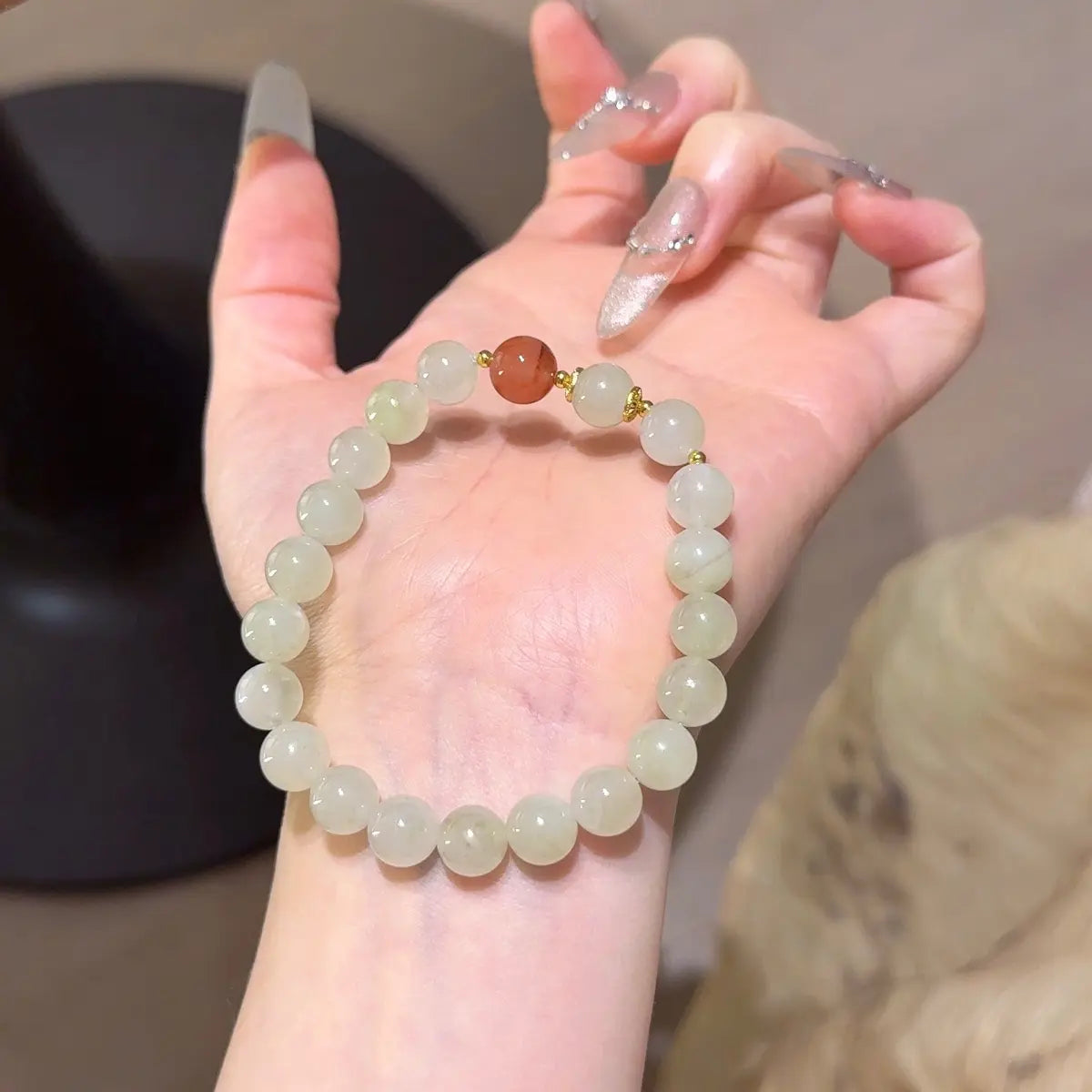 green garnet and nanhong agate bracelet for vitality confidence and career growth