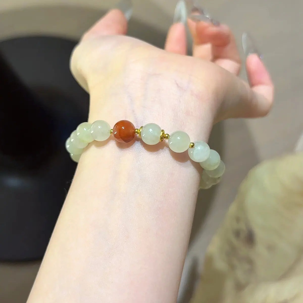 green garnet and nanhong agate bracelet for vitality confidence and career growth