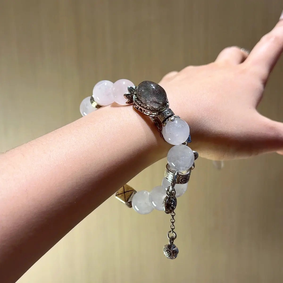 white phantom quartz bracelet for energy cleansing protection and mental clarity