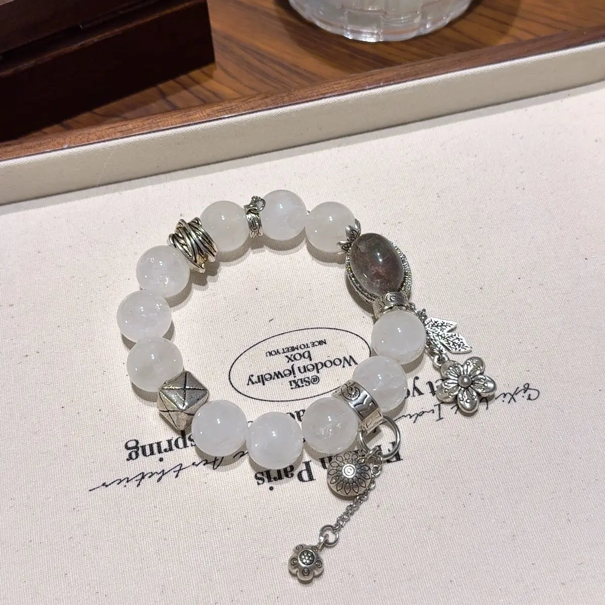 white phantom quartz bracelet for energy cleansing protection and mental clarity