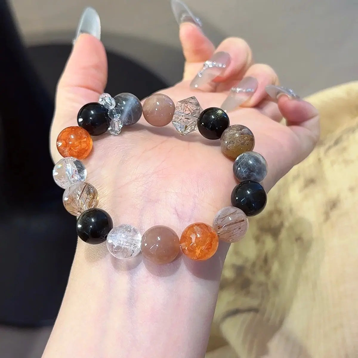 black red gemstone bracelet for protection power and career breakthrough