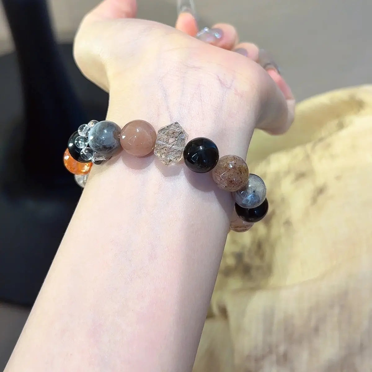 black red gemstone bracelet for protection power and career breakthrough