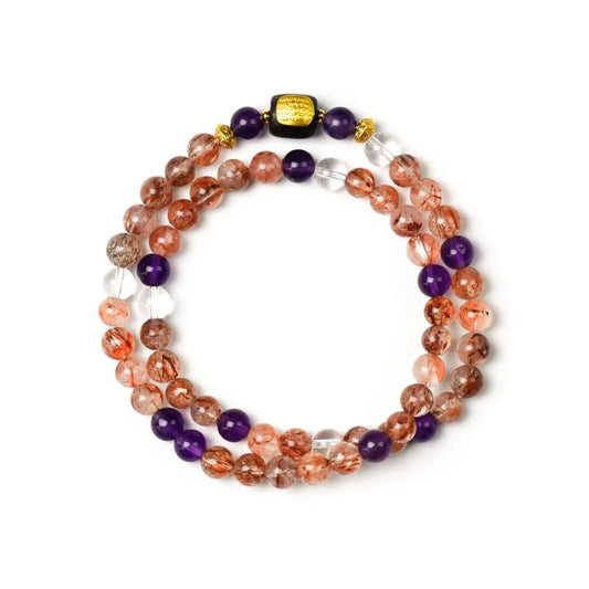 multi layer amethyst and black gold quartz bracelet for focus and decision making