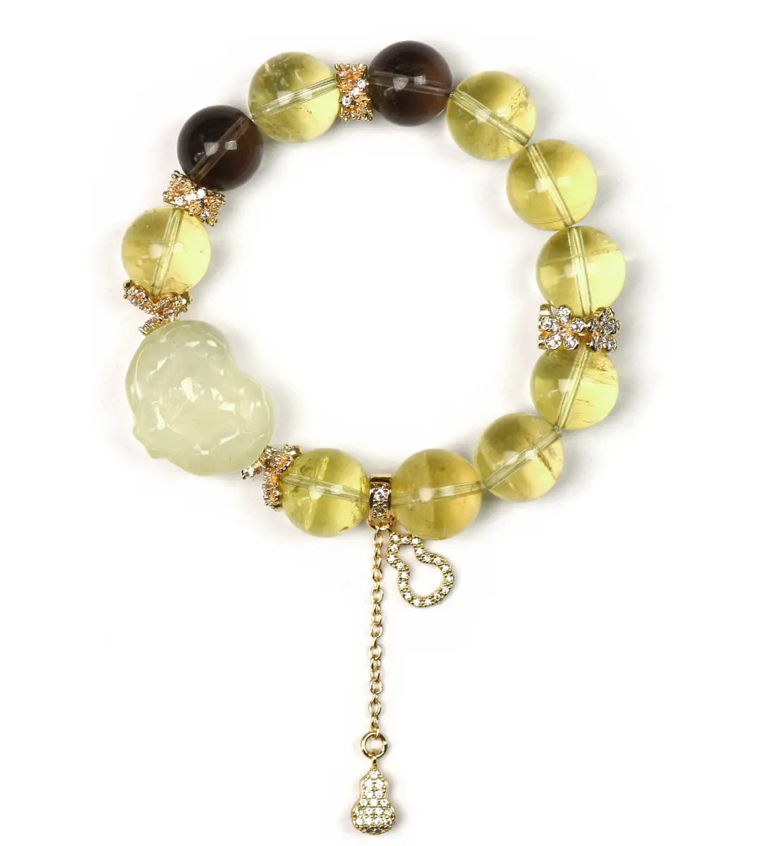 Citrine and smoky quartz fox crystal bracelet for clarity, grounding, and wealth energy
