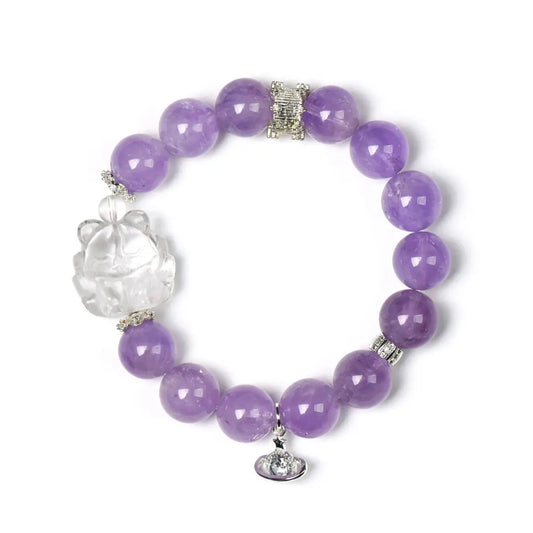 Lavender Amethyst & Clear Quartz Fox Bracelet