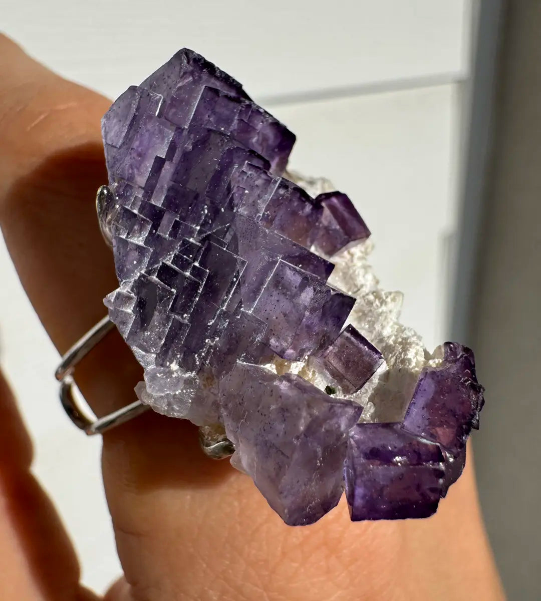 Raw Purple Matrix Fluorite Ring / one of a kind