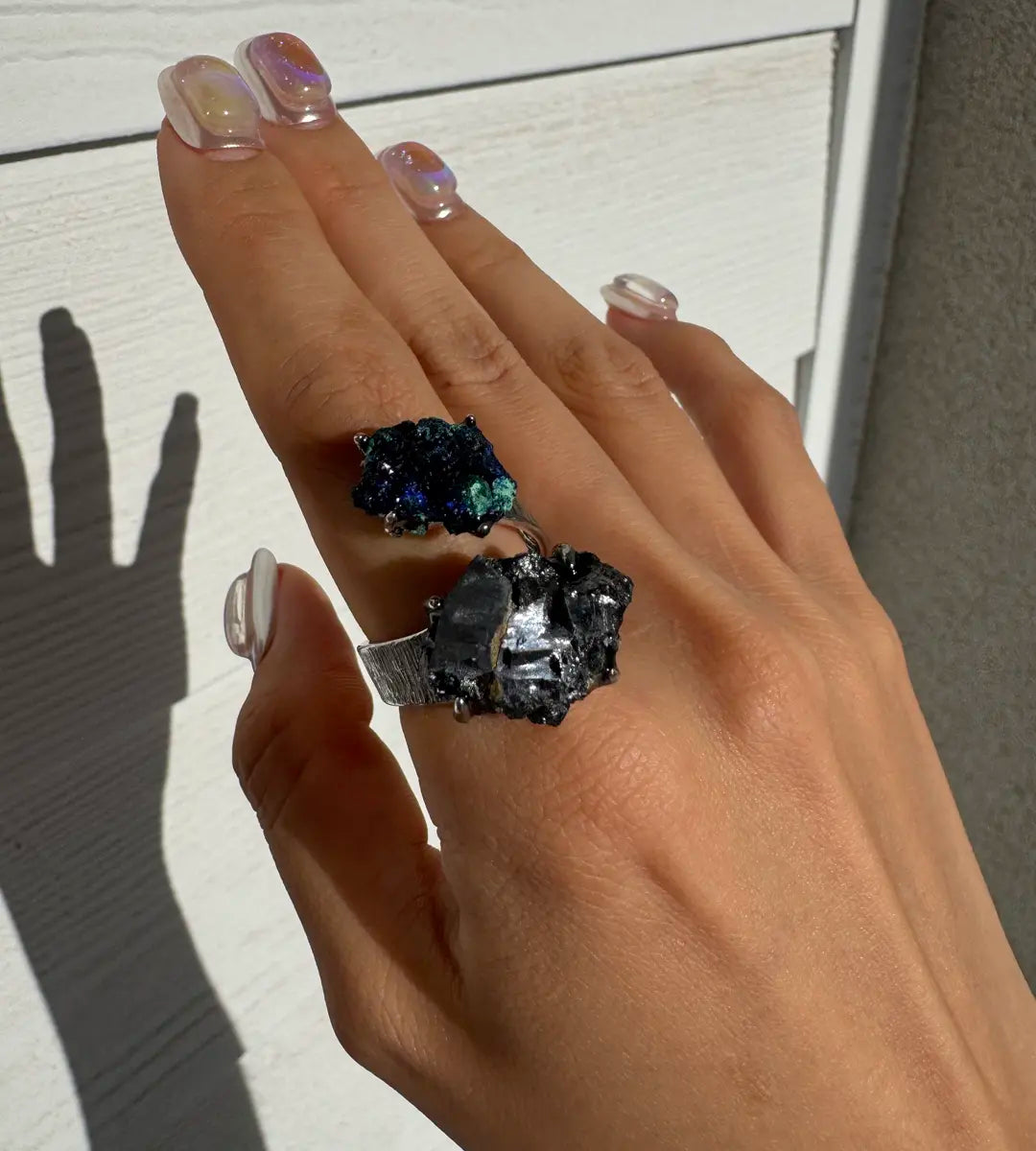 Raw Azurite with Malachite & Galena One of a Kind Ring