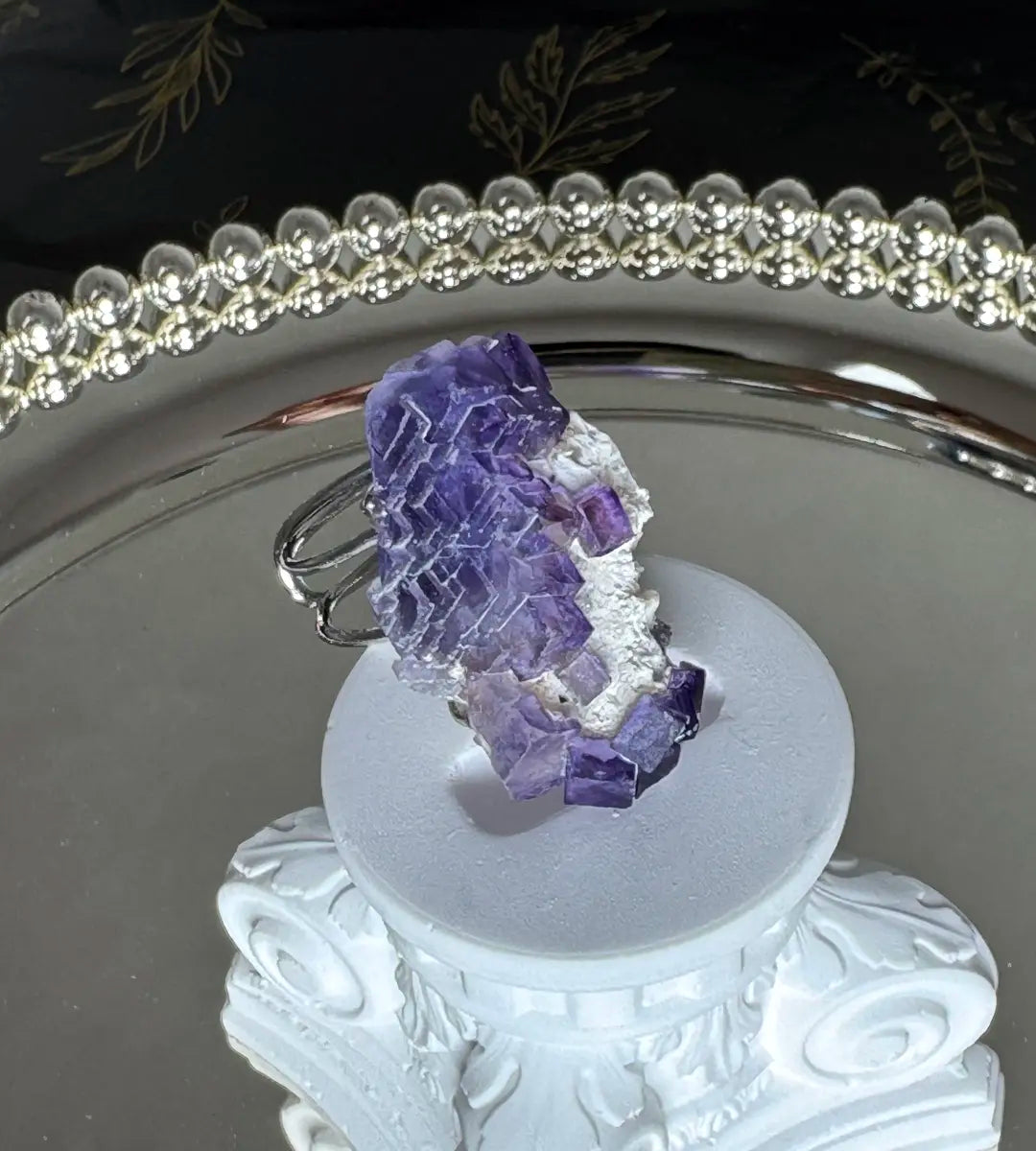 Raw Purple Matrix Fluorite Ring / one of a kind