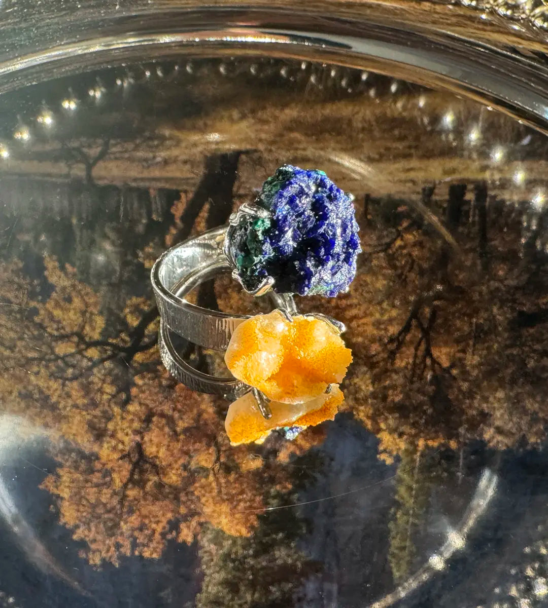 Azurite · Stalactite · Adjustable Open Ring (Fits Most Sizes)