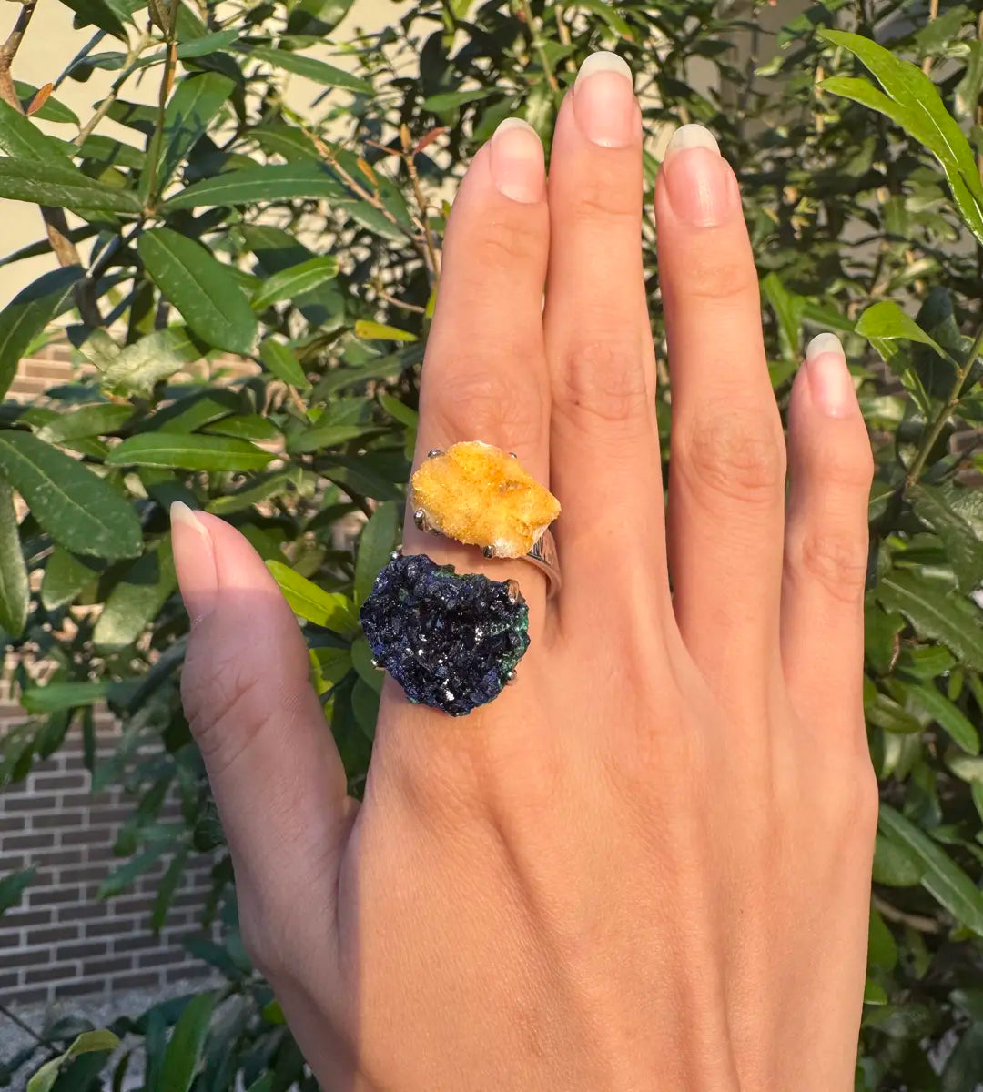 Azurite · Stalactite · Adjustable Open Ring (Fits Most Sizes)