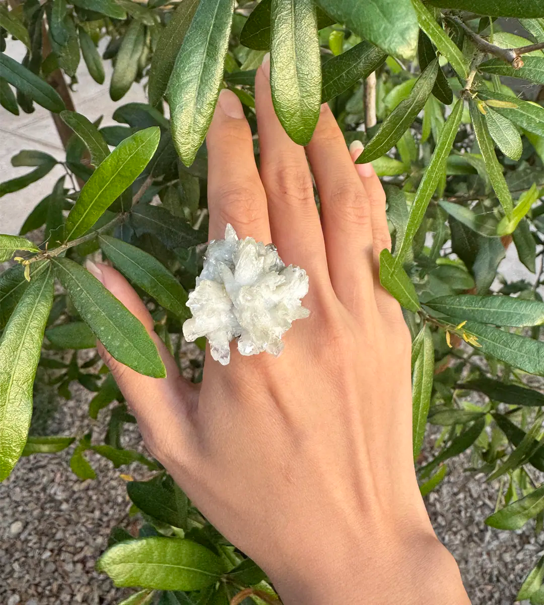 Raw White Calcite One of a Kind Ring
