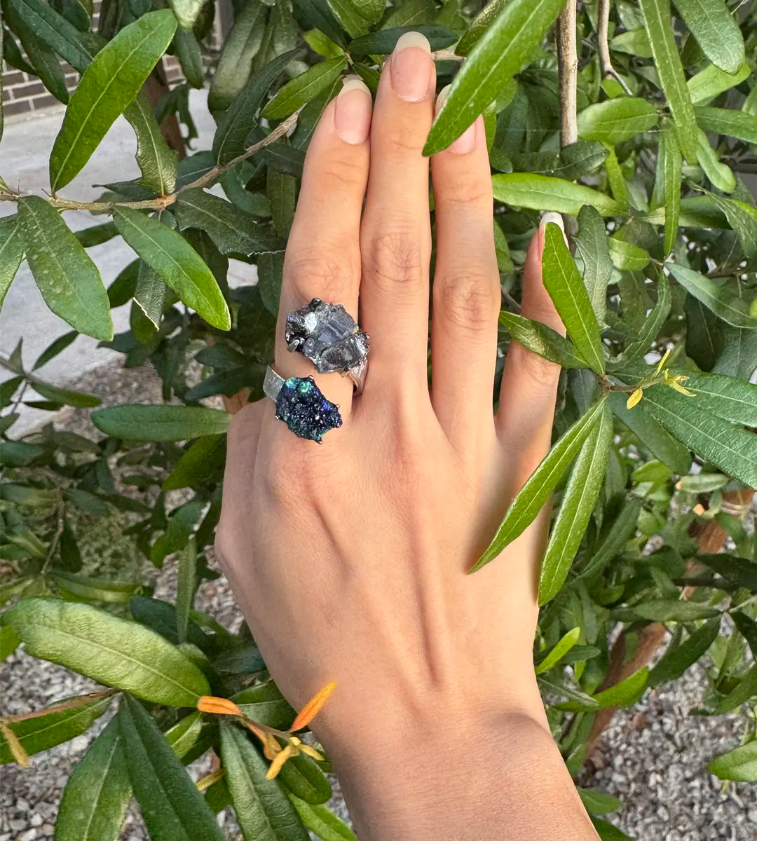 Raw Azurite with Malachite & Galena One of a Kind Ring