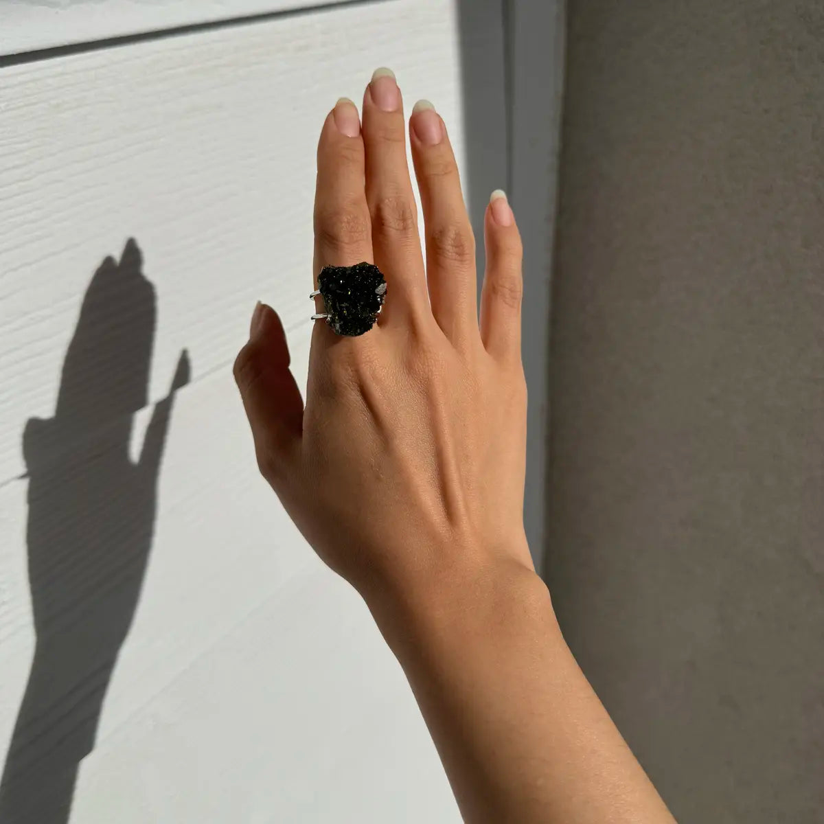 Raw Epidote Ring Open Ring, Adjustable Size, Raw, unaltered, and one of a kind.
