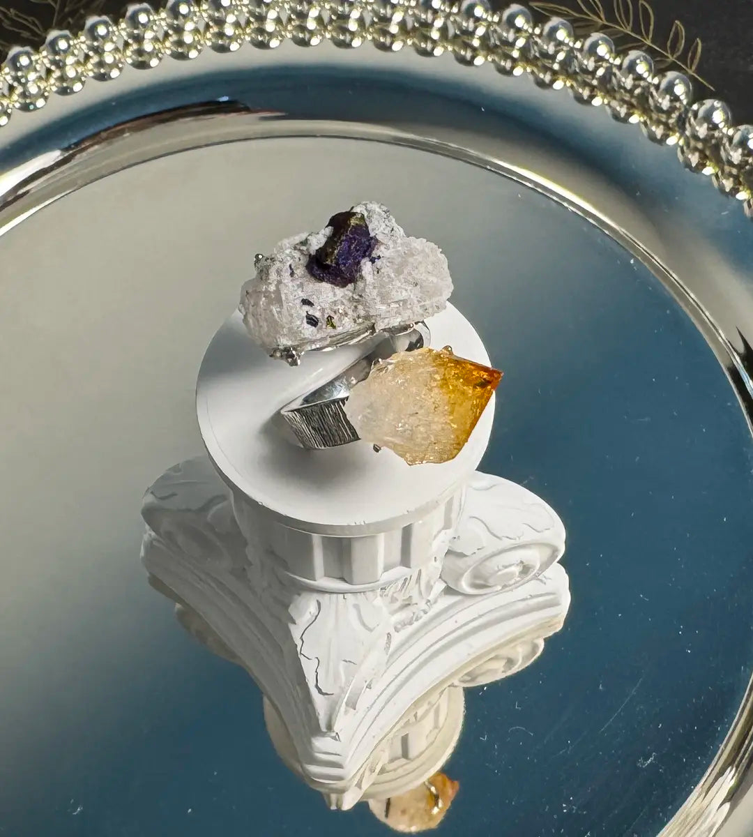 Raw Citrine & Bornite One of a Kind Ring