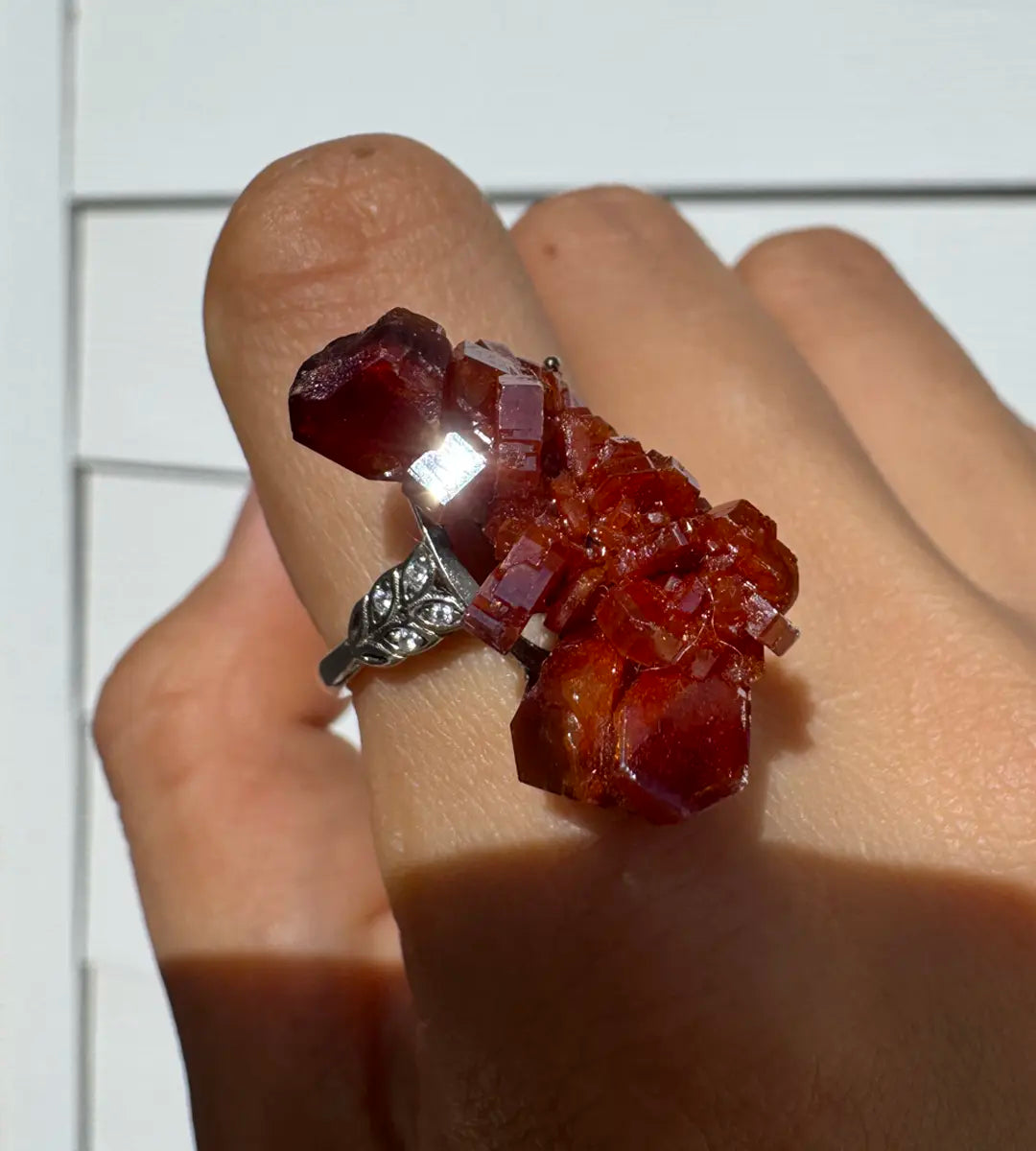 Vanadinite Raw Crystal Ring – One of a Kind