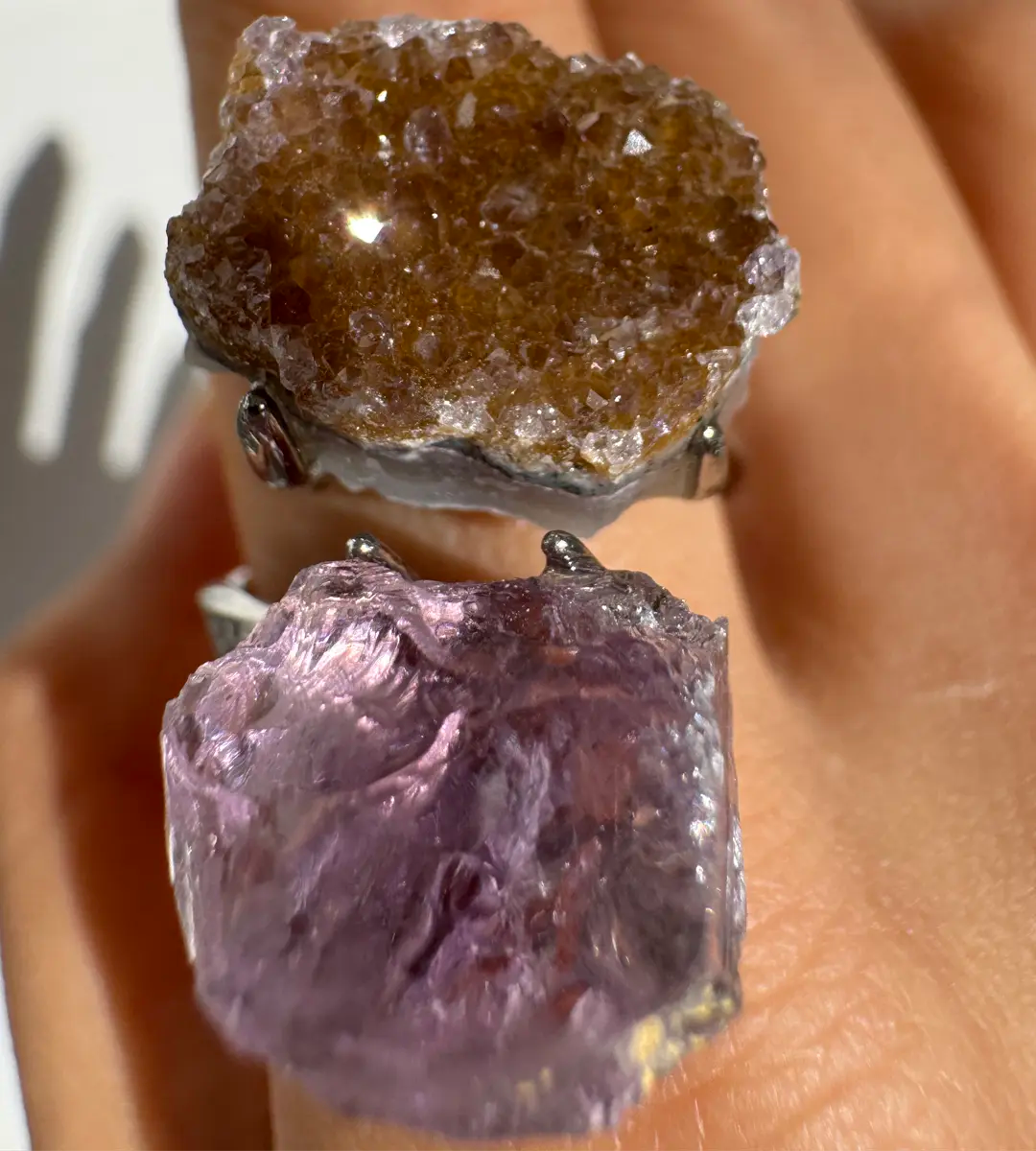 Amethyst & Sugar Quartz One of a Kind Ring