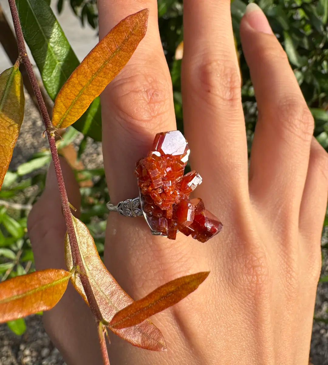 Vanadinite Raw Crystal Ring – One of a Kind