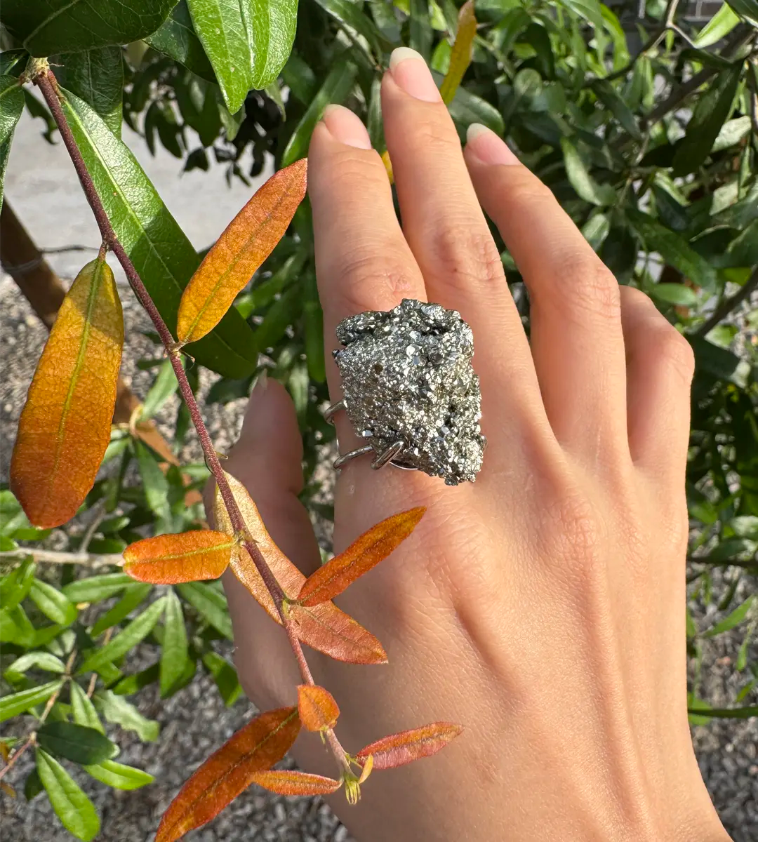 Pyrite Raw Crystal Ring – One of a Kind