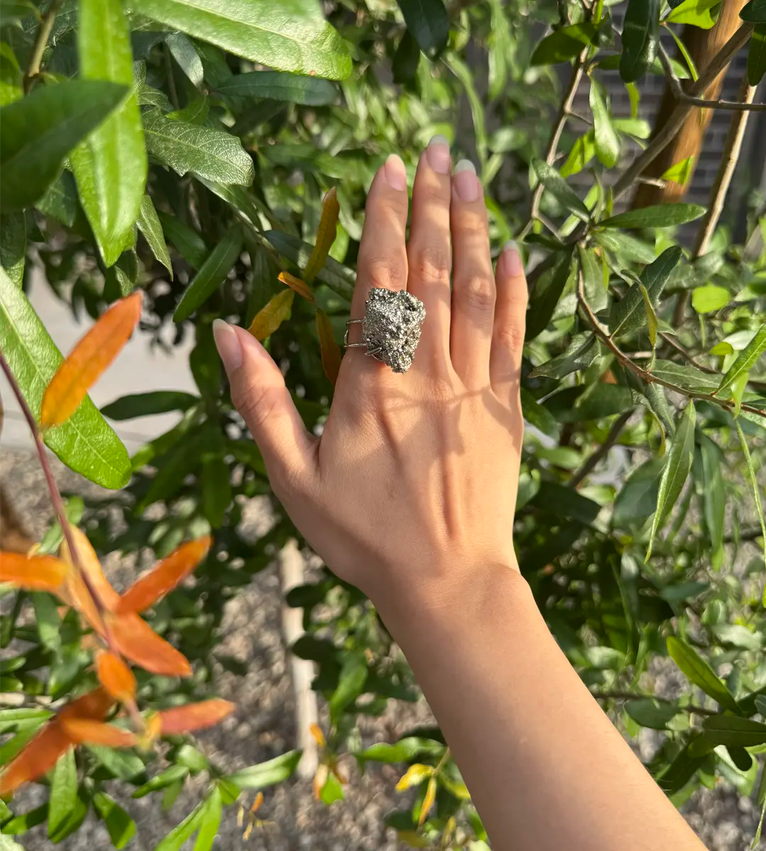 Pyrite Raw Crystal Ring – One of a Kind