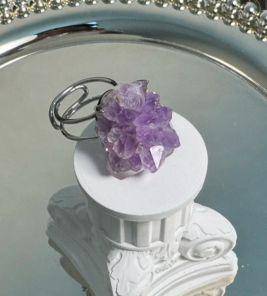 Brazilian Amethyst Raw Crystal Ring – One of a Kind