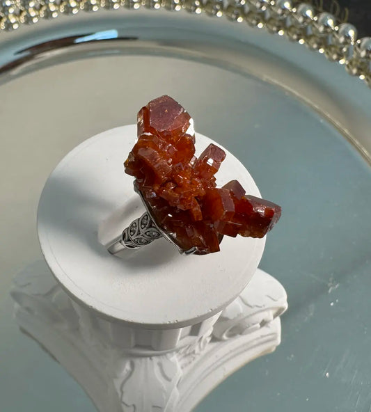 Vanadinite Raw Crystal Ring – One of a Kind