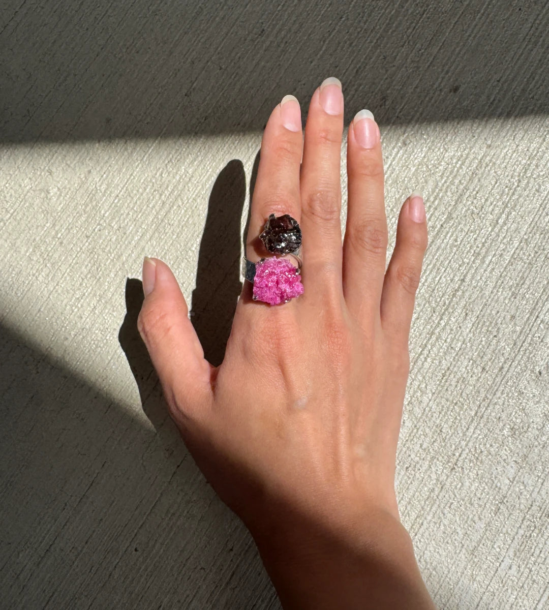Smoky Quartz & Red Corundum One of a Kind Ring