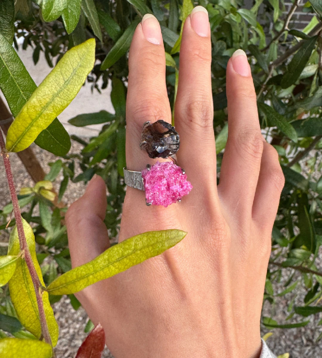 Smoky Quartz & Red Corundum One of a Kind Ring