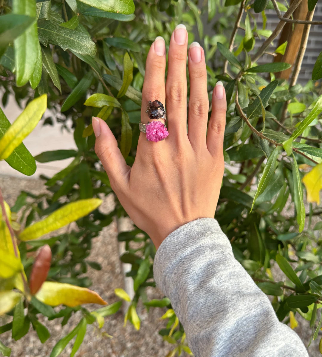 Smoky Quartz & Red Corundum One of a Kind Ring