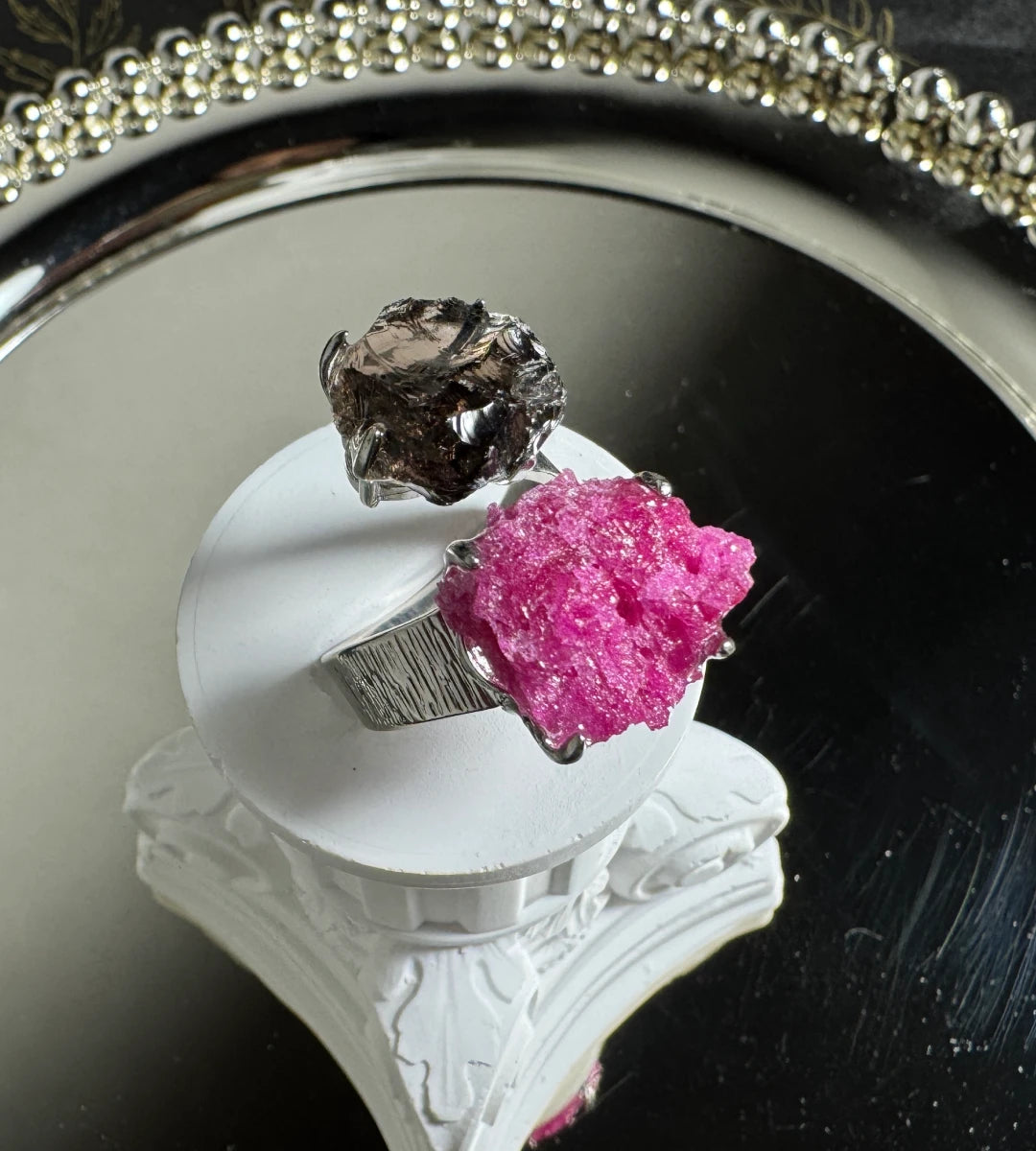 Smoky Quartz & Red Corundum One of a Kind Ring