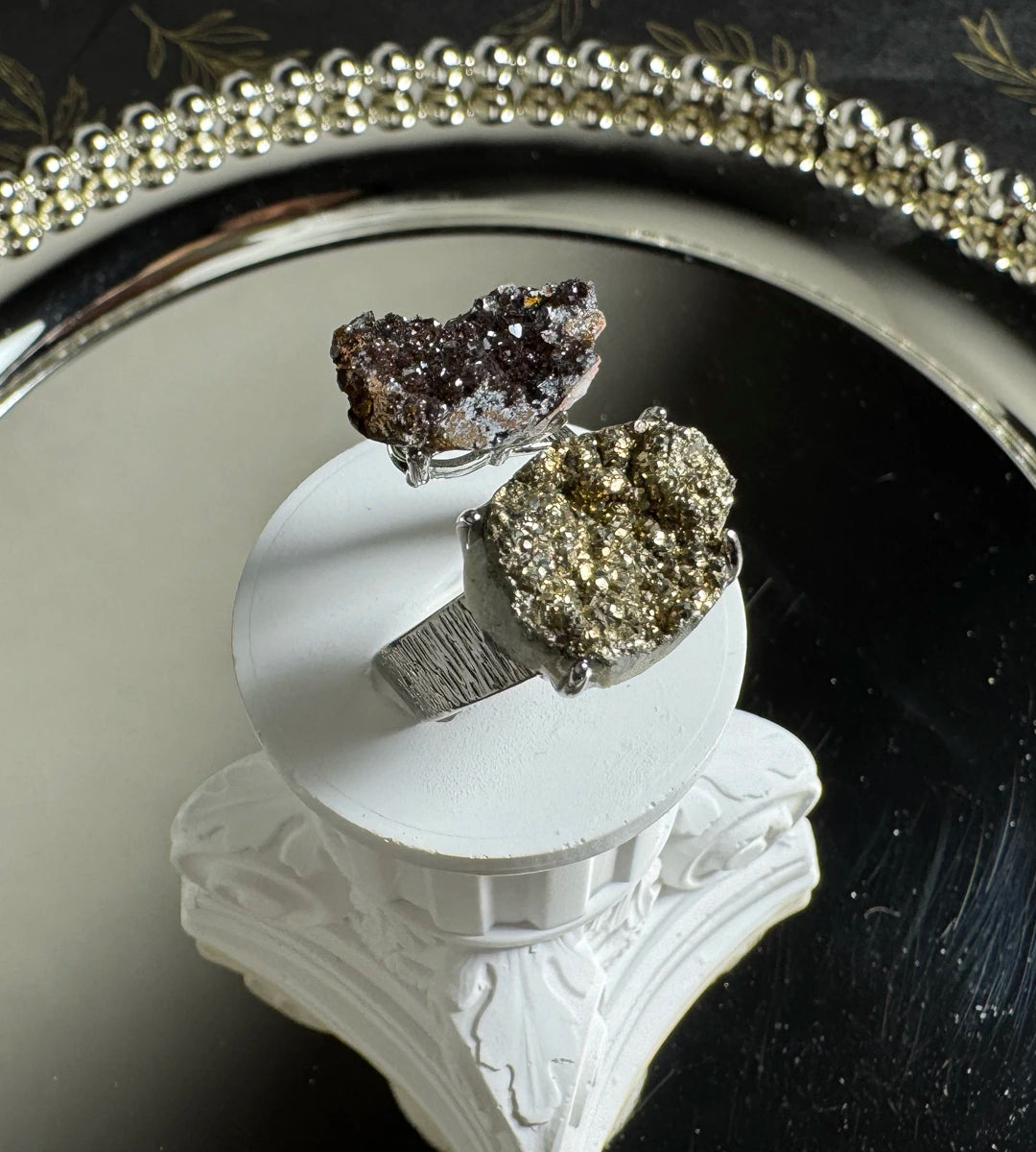 Pyrite & Limonite with Quartz One of a Kind Ring