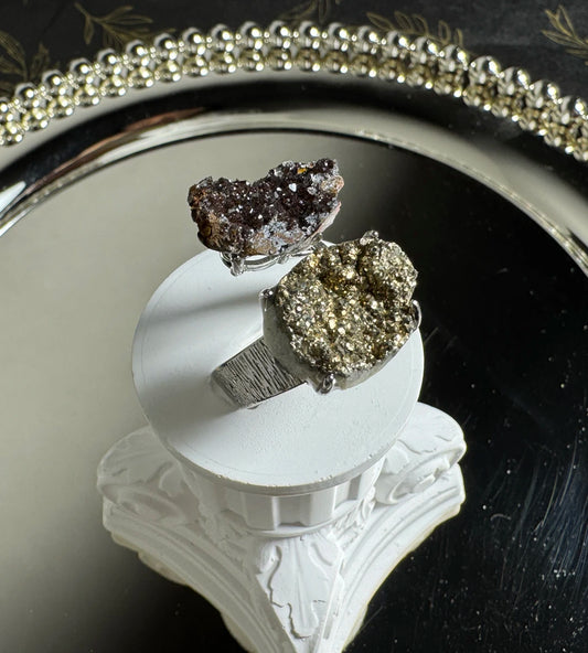 Pyrite & Limonite with Quartz One of a Kind Ring