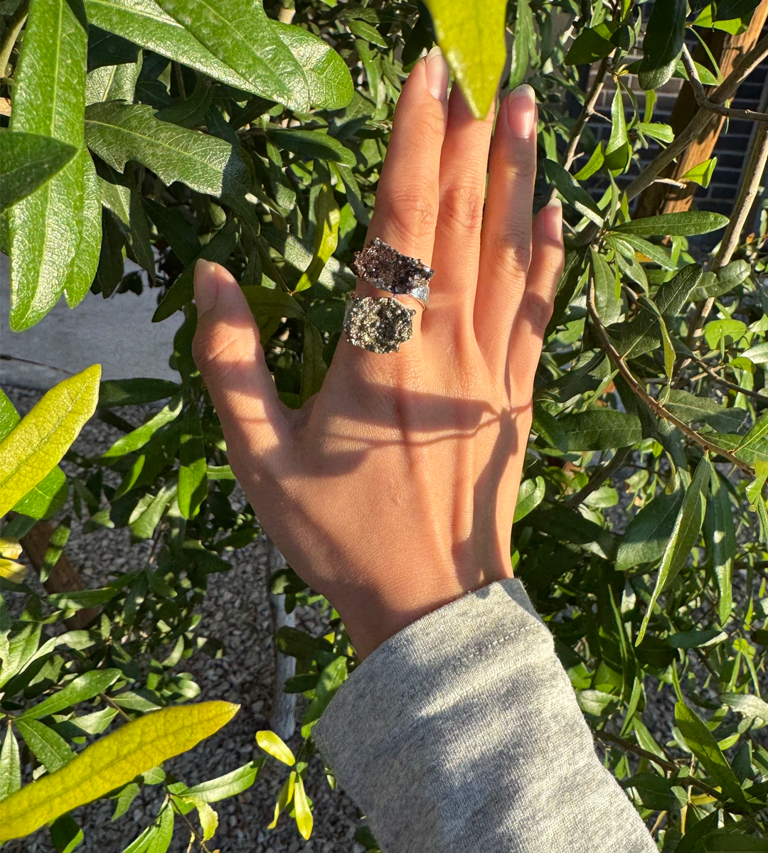 Pyrite & Limonite with Quartz One of a Kind Ring