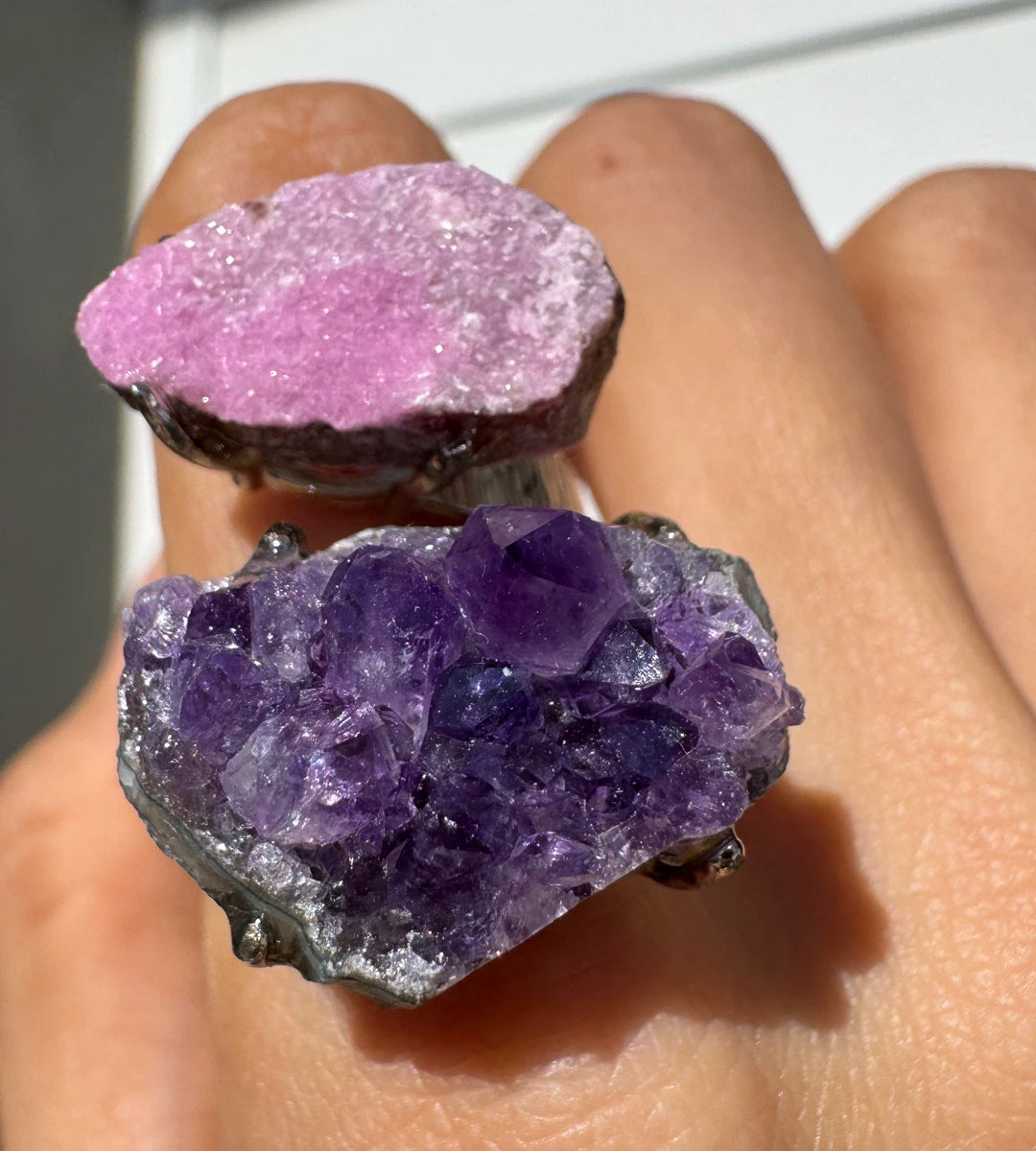 Astara Cobalto Calcite & Amethyst Ring | One of a Kind Crystal Ring