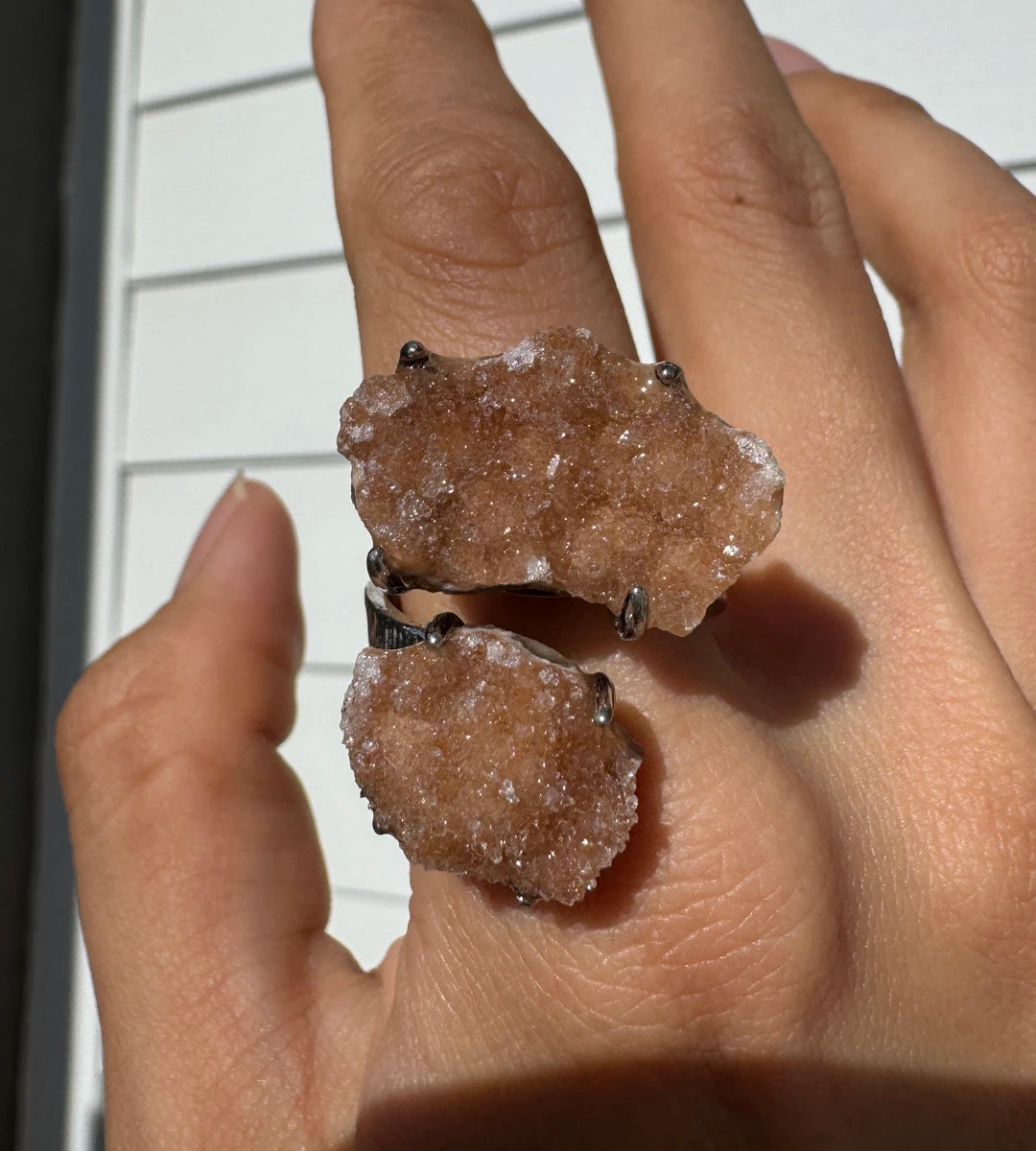 Double Sugar Quartz One of a Kind Ring