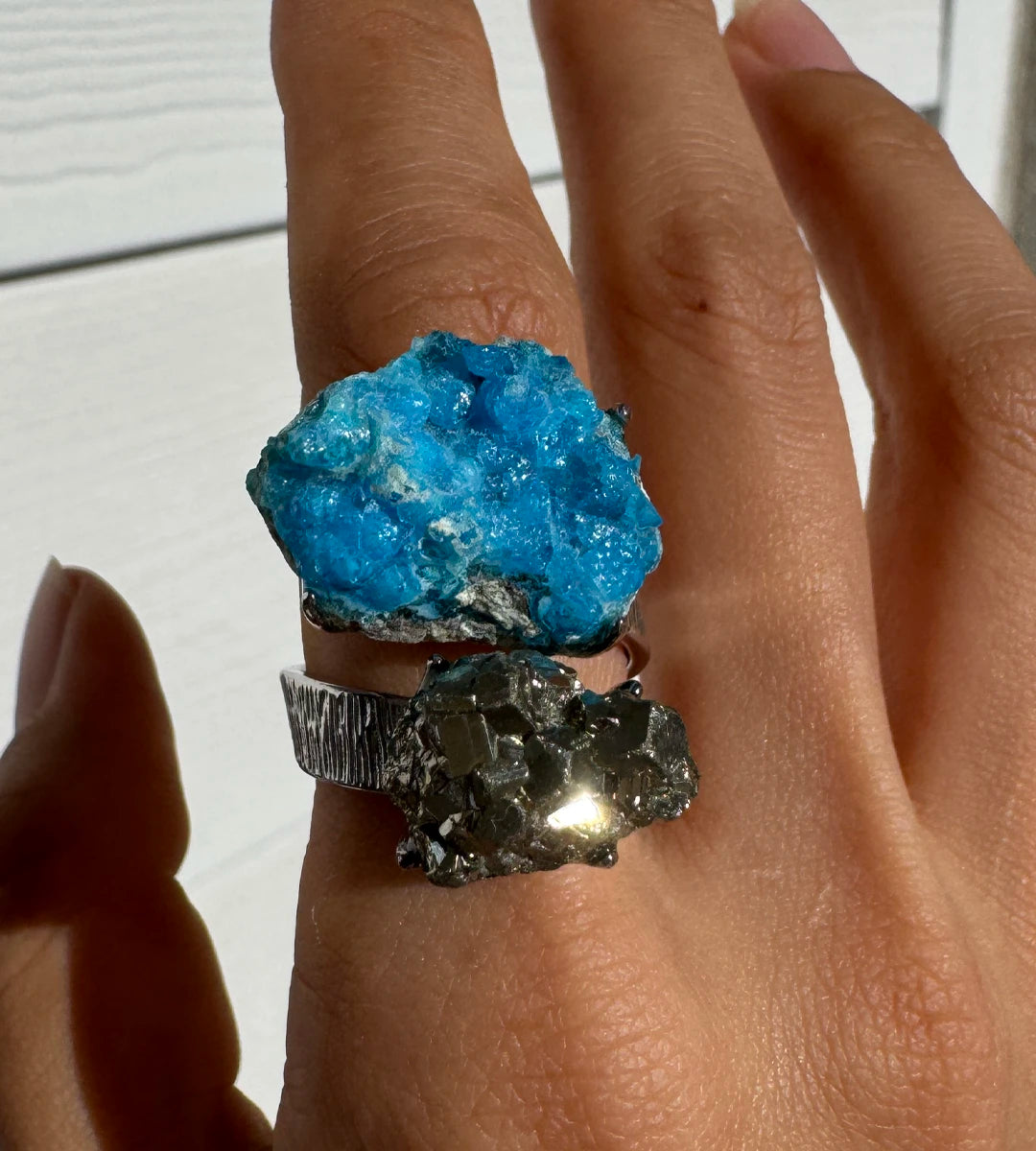 Pyrite & Hemimorphite One of a Kind Ring