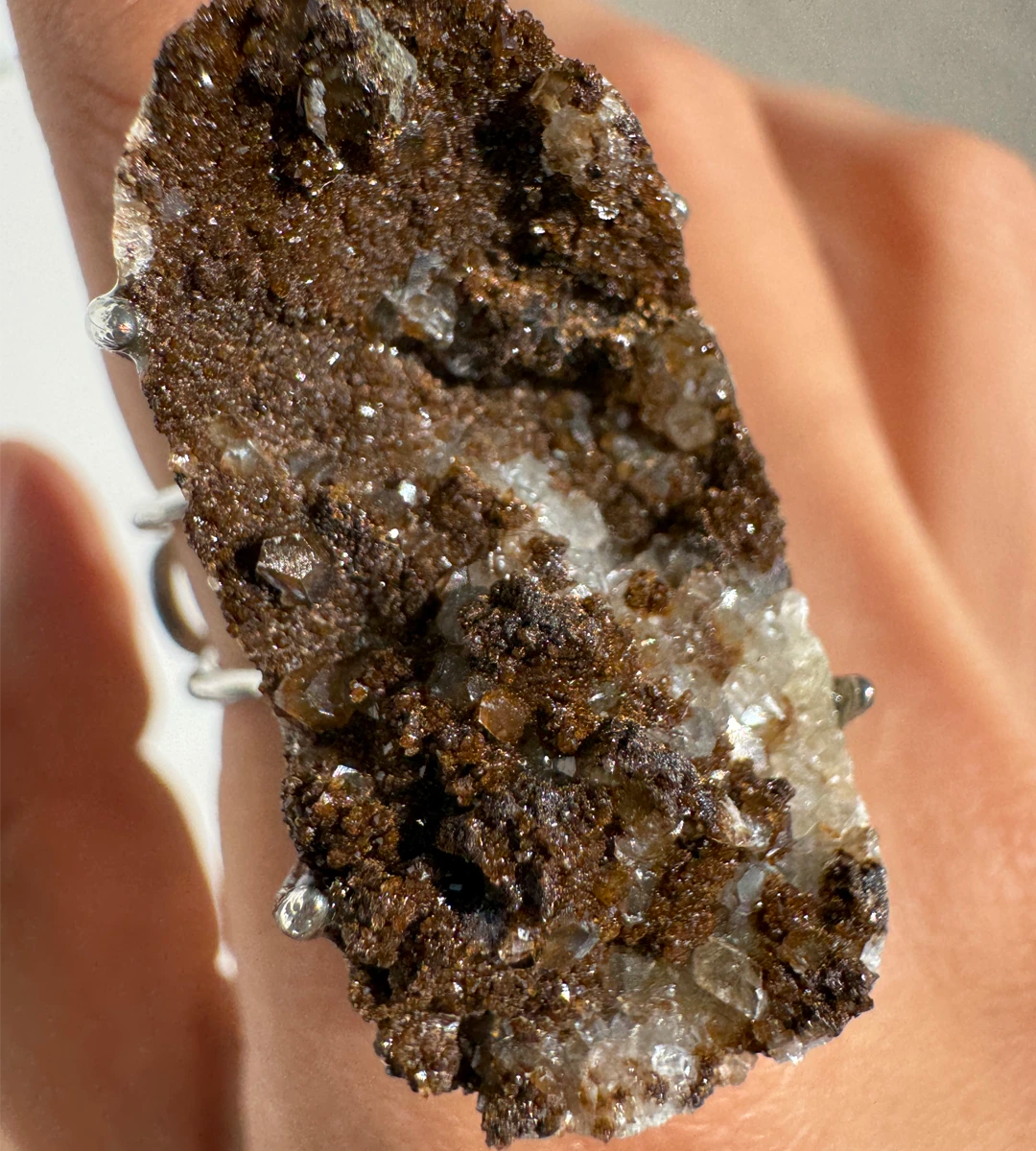 Raw Limonite with Quartz One of a Kind Ring