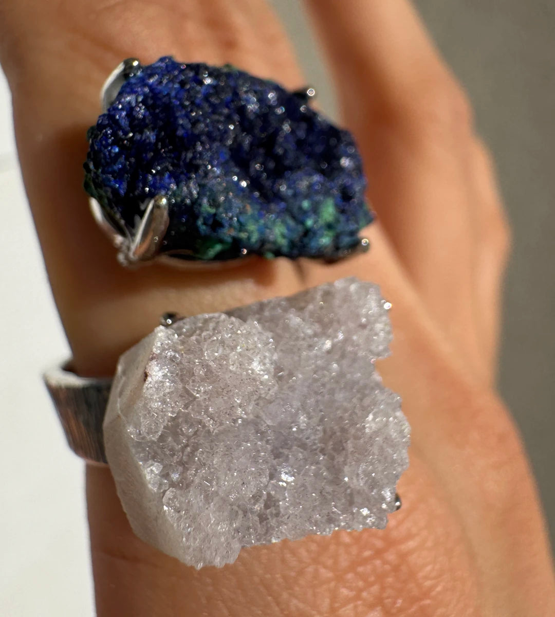 Raw Azurite with Malachite & Sugar Quartz One of a Kind Ring