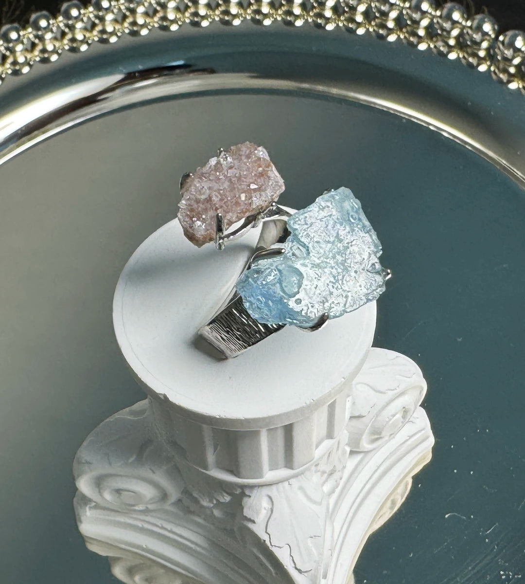 Raw Sugar Quartz & Aquamarine One of a Kind Ring