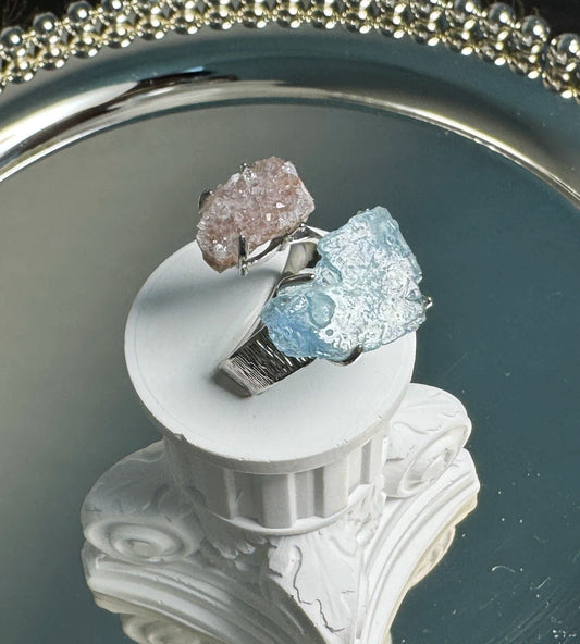 Raw Sugar Quartz & Aquamarine One of a Kind Ring