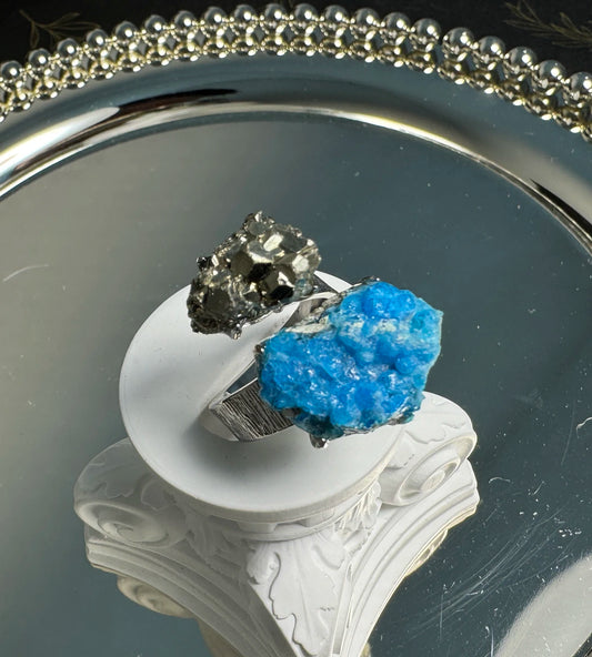 Pyrite & Hemimorphite One of a Kind Ring