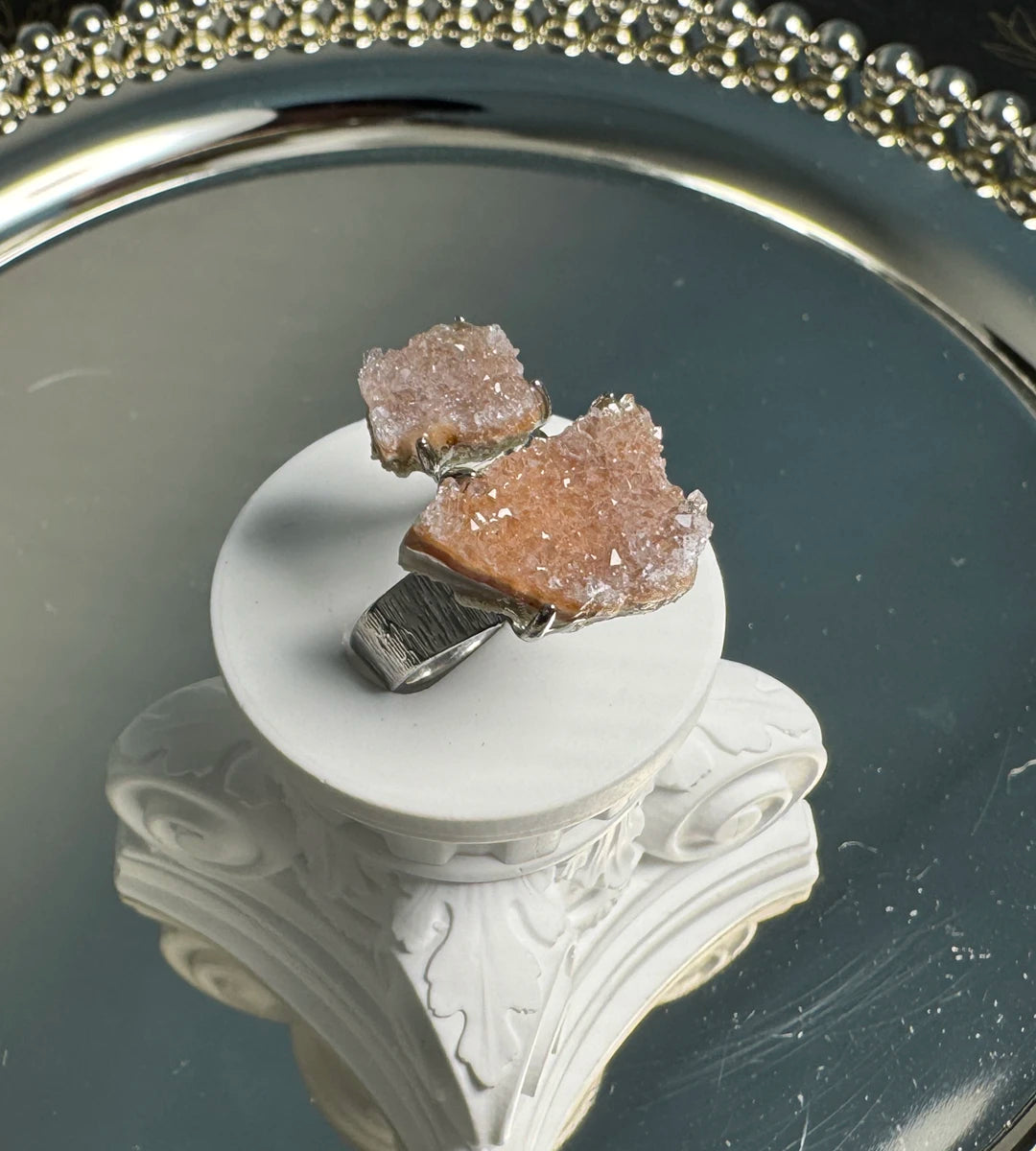 Raw Double Sugar Quartz One of a Kind Ring