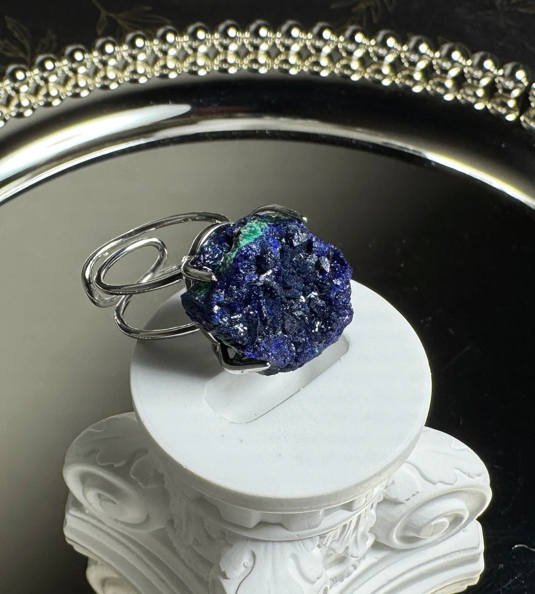 Astara Azurite with Malachite Ring | One of a Kind Crystal Ring