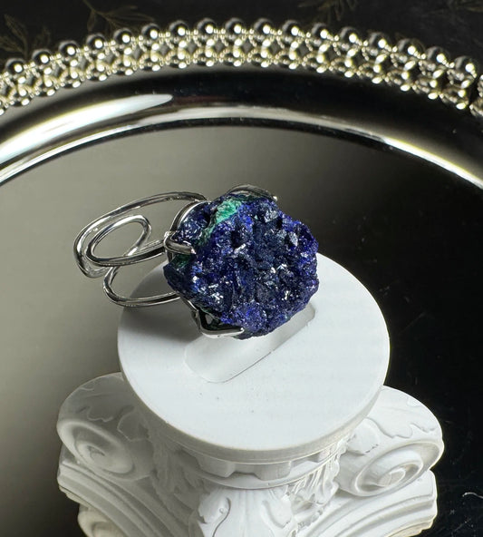 Astara Azurite with Malachite Ring | One of a Kind Crystal Ring