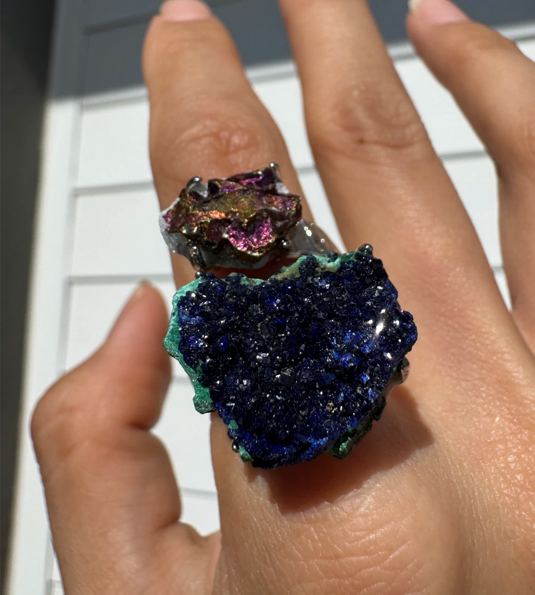 Raw Azurite & Bornite One of a Kind Ring