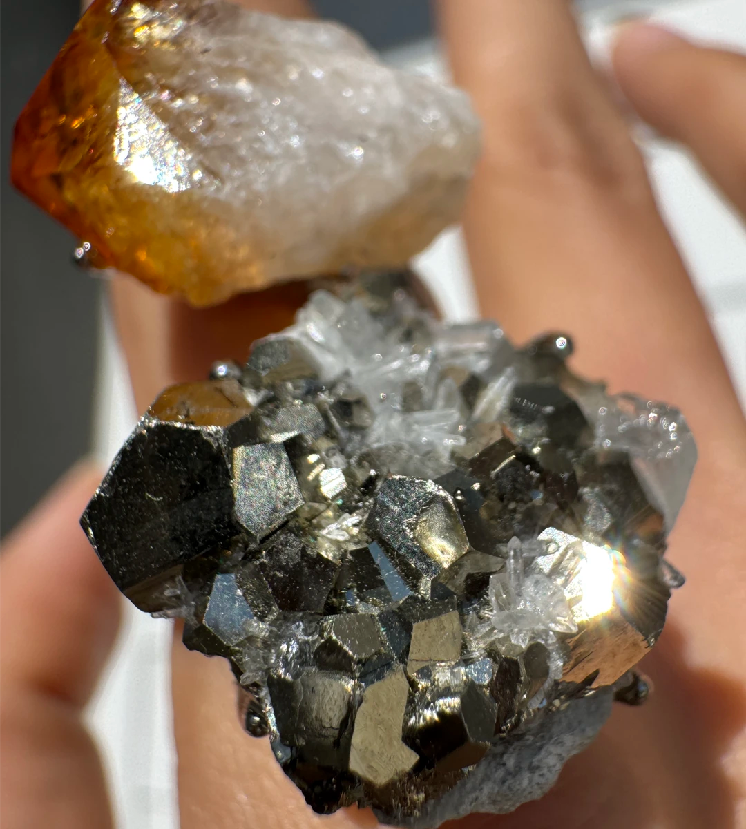 Citrine & Pyrite One of a Kind Ring