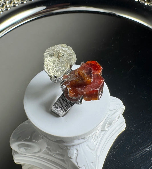 Raw Citrine & Vanadinite One of a Kind Ring