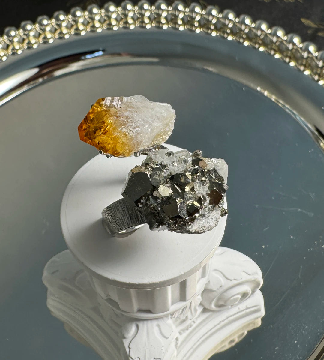 Citrine & Pyrite One of a Kind Ring